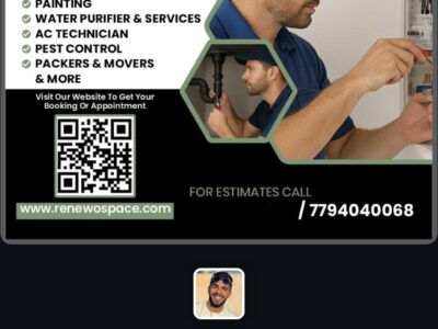 Interior designing, Painting, carpentry, cleaning, AC, electrical, plumbing, pest control, movers & packers, home appliances repairs and services